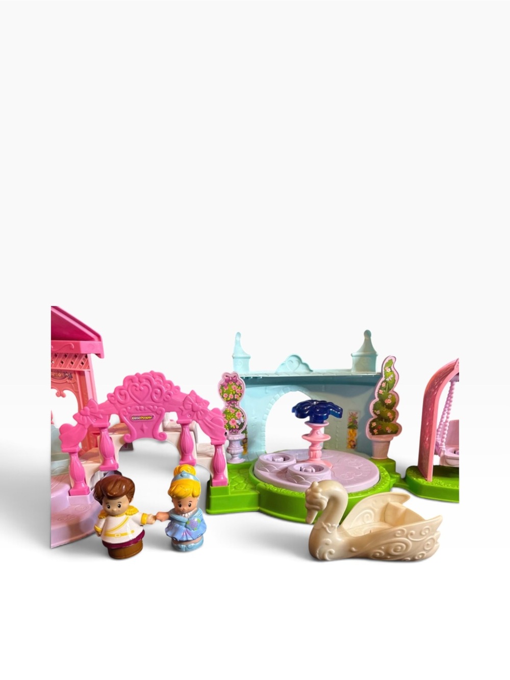 Little people princess garden tea party playset swan, swing, talker figures